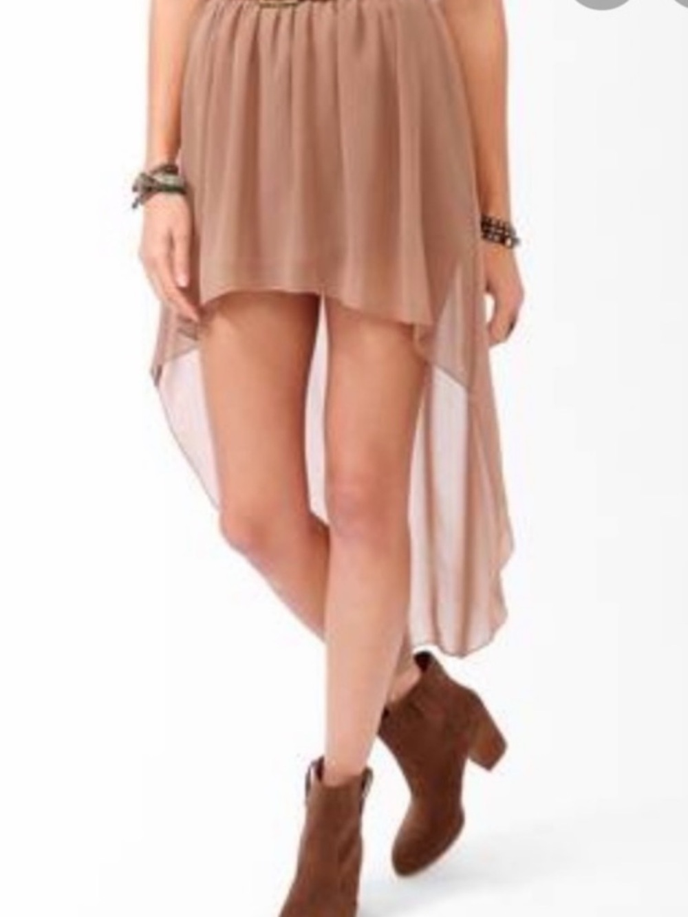 Forever 21 High-Low Chiffon Skirt in Taupe A2